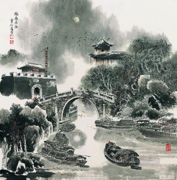 Cao renrong Suzhou Park y los antiguos chinos Pinturas al óleo